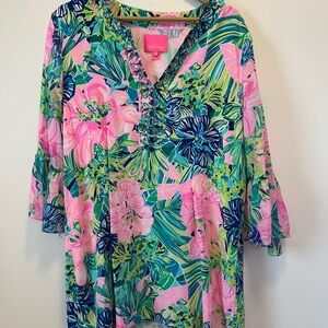 Lilly Pulitzer Floral Jeweled Dress - Pink and Green
